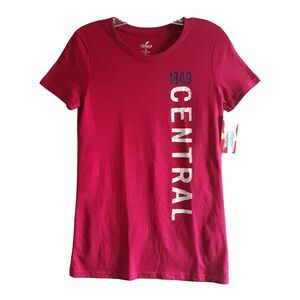 CENTRAL 1849 League Collegiate Licensed T Shirt Womens Large Pink Slim Fit NWT